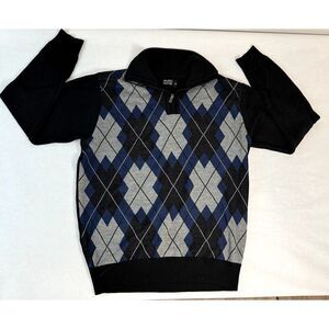 Marx & Dutch Sweater Adult Pattern Blue and Gray Men 1/4 zip - Size XXL